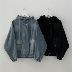 Hooded Patchwork Denim Jacket