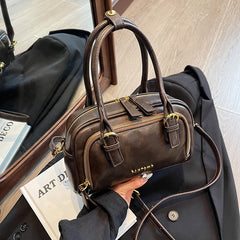 Vintage 90s Zipper Pu Leather Crossbody Bag