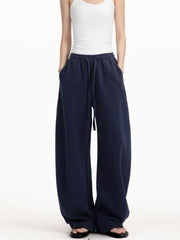 Solid-color straight-leg curved knife-style casual pants