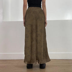 Floral Print Mesh Maxi Skirt - fairypeony