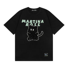 Toweling Black Cat Oversized Short Sleeve Tee