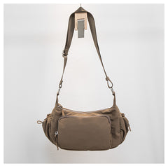 Vintage Solid Color Multi Pocket Casual Shoulder Bag