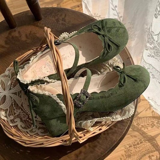 Retro Mary Jane Low Heel Shoes - fairypeony
