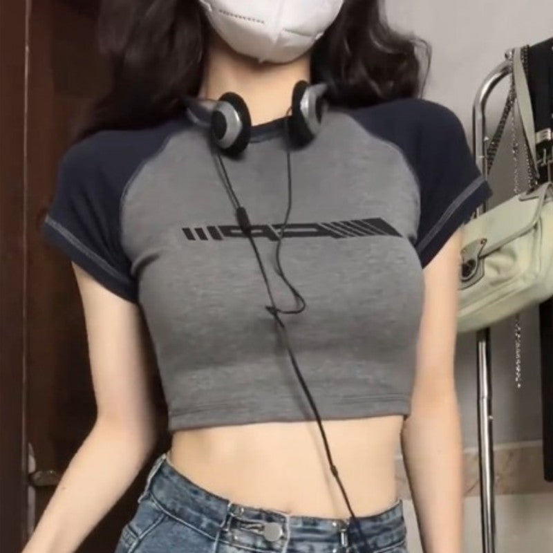 Vintage Raglan Short Sleeve Crop Top - fairypeony