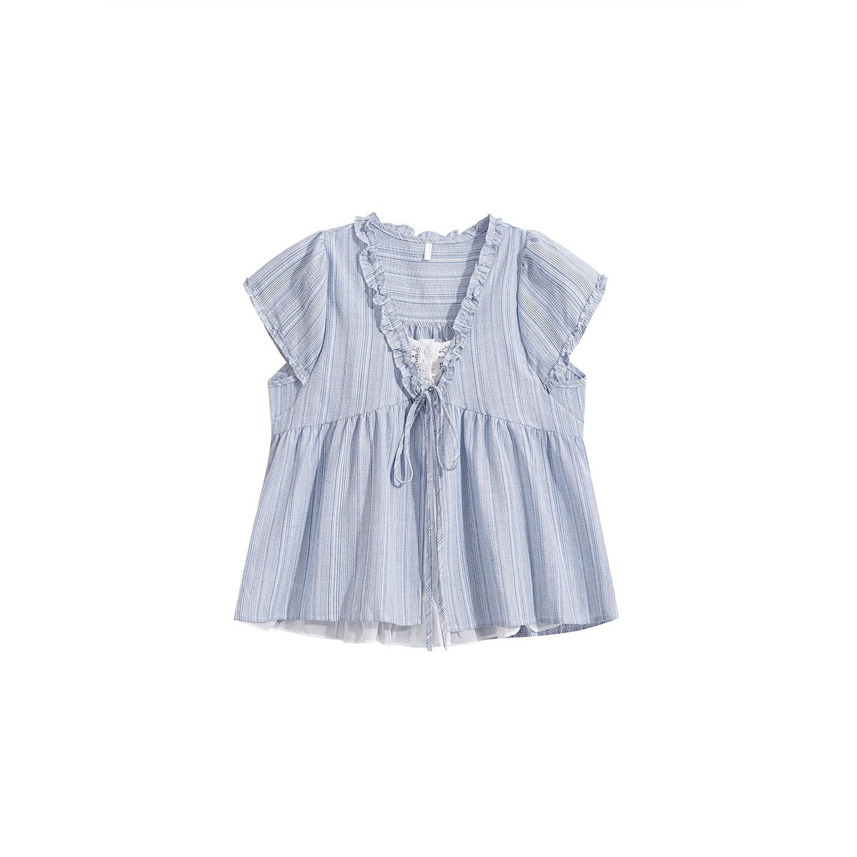 French Style Ruffled V-Neck Blouse - fairypeony