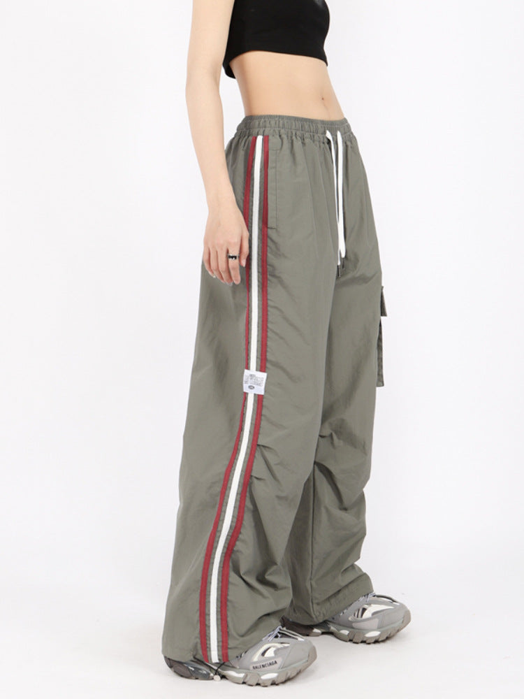 Vintage Side Striped Baggy Cargo Sweatpants - fairypeony