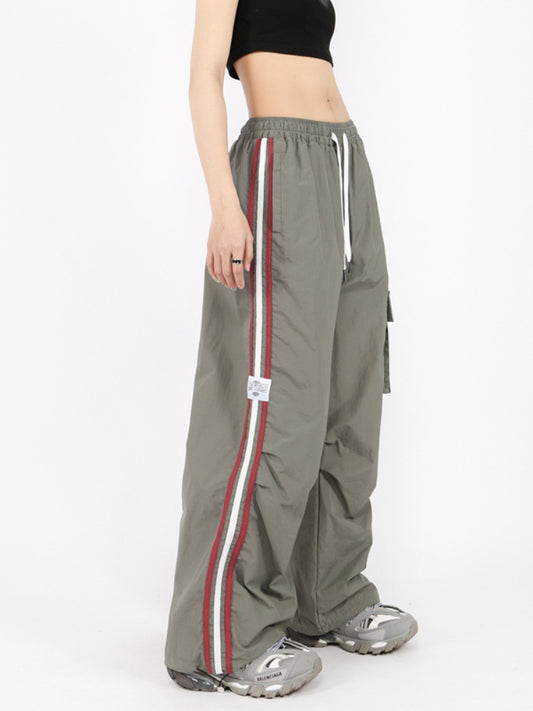 Vintage Side Striped Baggy Cargo Sweatpants - fairypeony