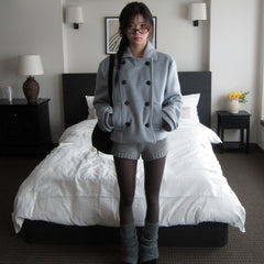 Korean Retro Double Breasted Wool Short Coat