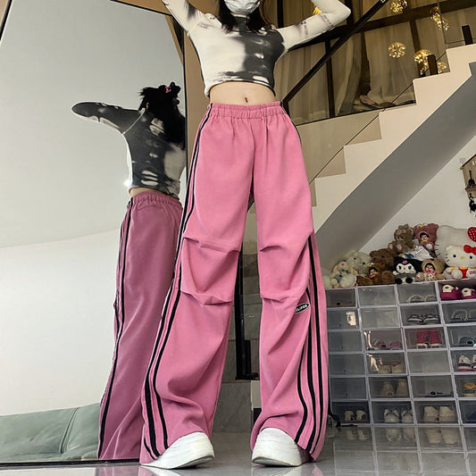 Vintage Pleated Piping Details Sweatpants - fairypeony