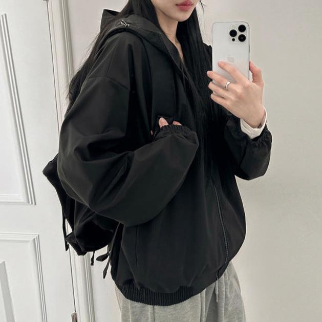 Vintage Solid Color Oversized Outdoor Jacket