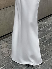 Solid Satin High Rise Mermaid Maxi Skirt - fairypeony