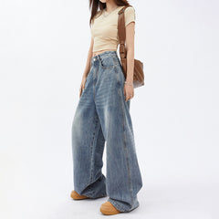 Vintage High Waist Light Wash Loose Jeans