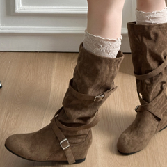 Leather boots, long sleeves, women's style