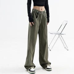 Washed Retro Green Boyfriend Jeans