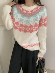 Aesthetic Design Jacquard Round Neck Sweater