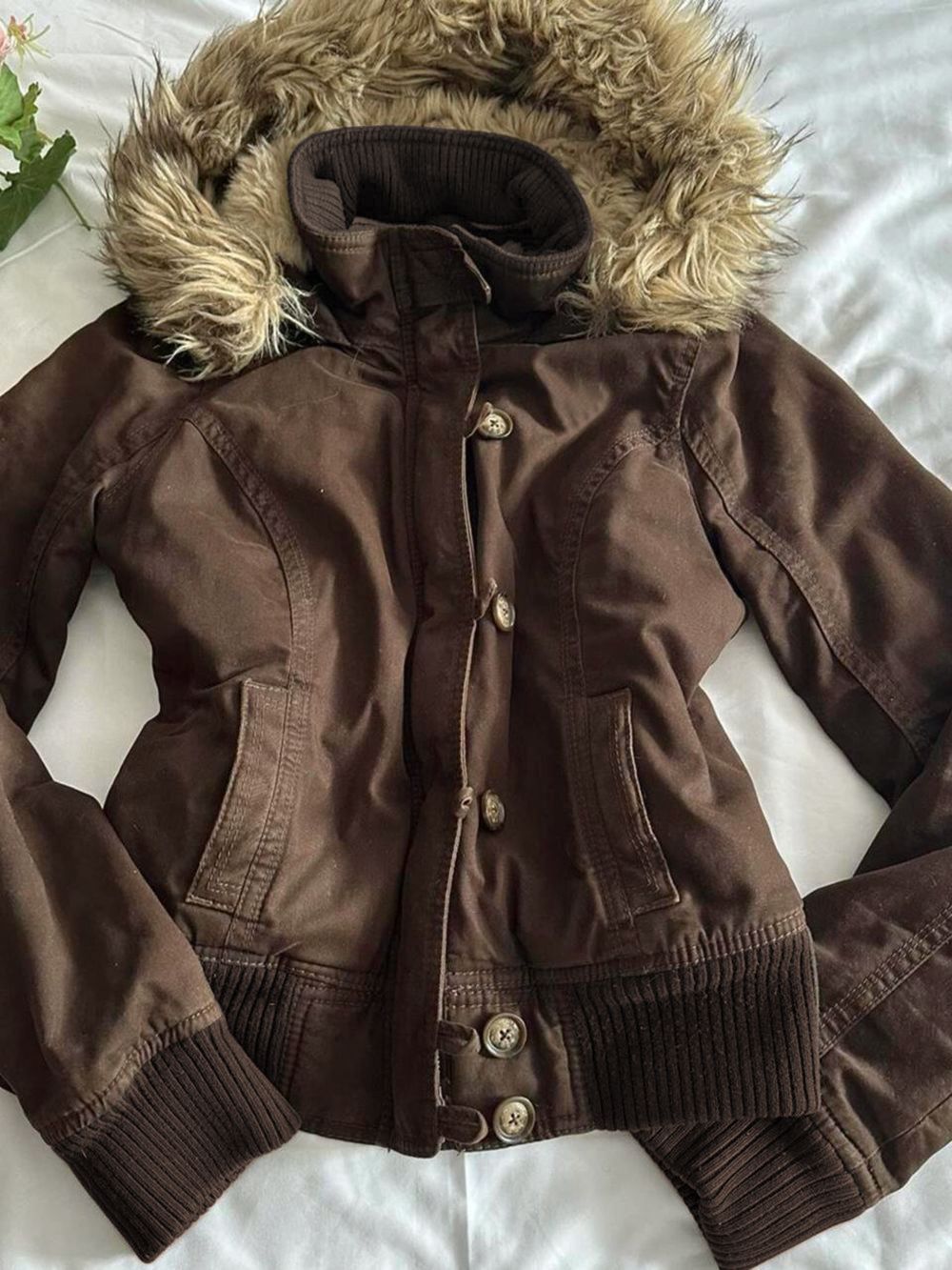 Vintage Hooded Fur Collar Jacket