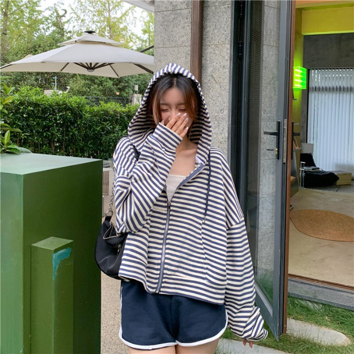 SpringAutumn Loose Long-sleeve Short Trendy Hooded Jacket - fairypeony
