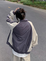 Contrast Stripe Zip Up Jacket - fairypeony