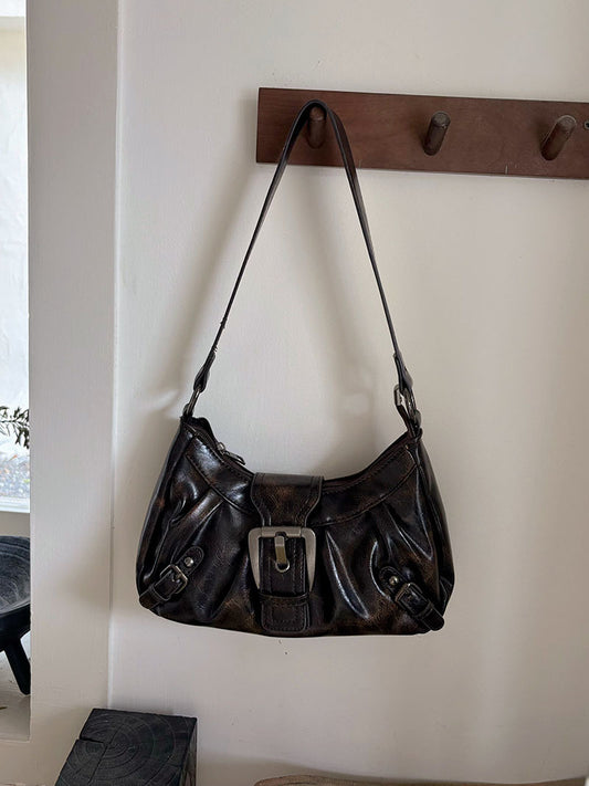 Vintage Y2K Punk Pu Leather Shoulder Bag - fairypeony