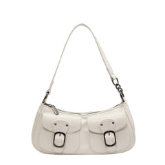Buckled Strap Pu Leather Shoulder Bag - fairypeony