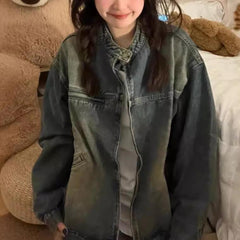 Vintage Distressed Zip Up Jacket