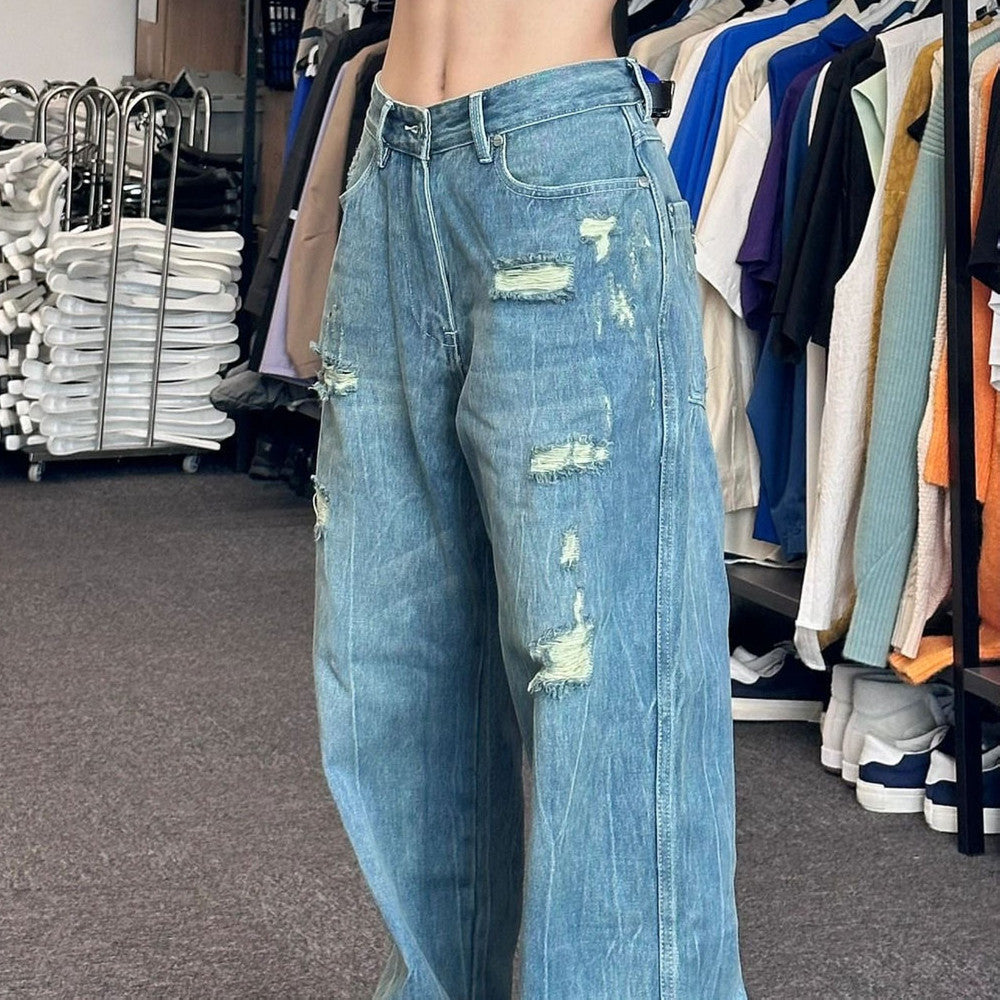 Vintage Washed Ripped Boyfriend Jeans - fairypeony