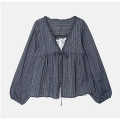 Womens Long Sleeve Striped Blouse - fairypeony