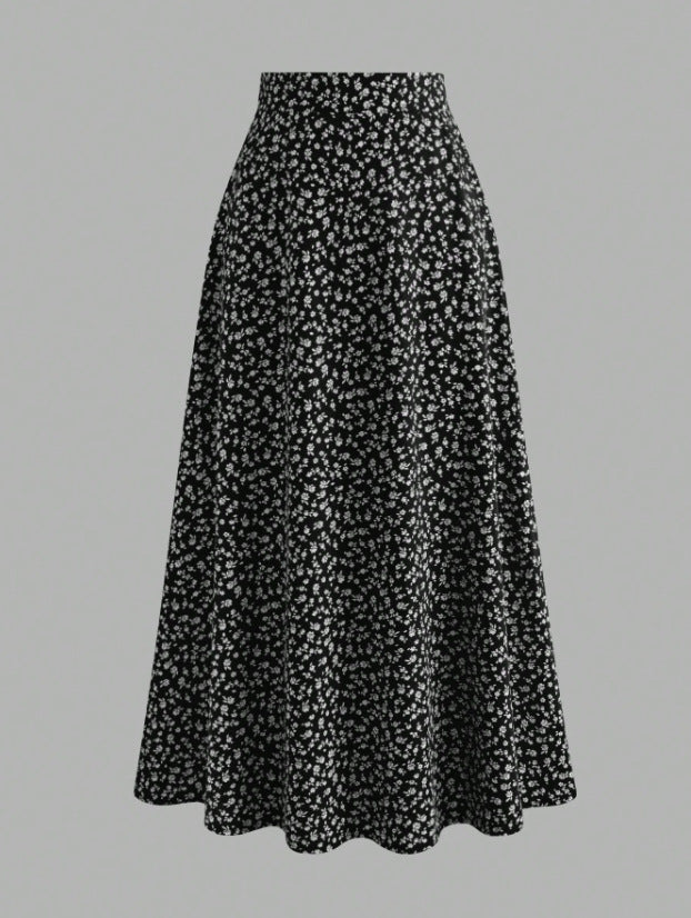 Floral Print Swing Maxi Skirt