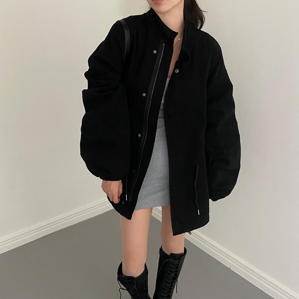 Vintage Stand Collar Long Sleeve Zipper Jacket