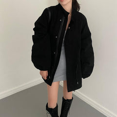 Vintage Stand Collar Long Sleeve Zipper Jacket