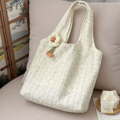 Floral Embroidery Canvas Shoulder Bag