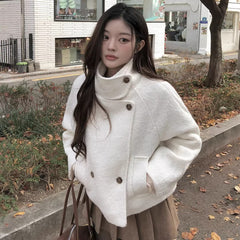 Short Woolen Coat Double Breasted Cotton Lining Jacket