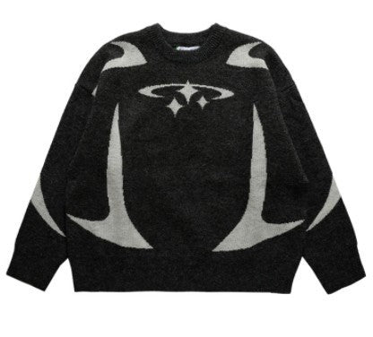 Star Jacquard Baggy Sweater - fairypeony