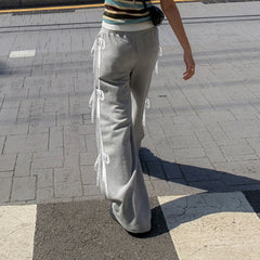 Lace Patchwork Bowknot Baggy Sweatpants