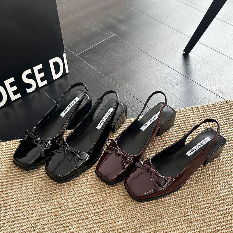 Retro Square Toe Mary Jane Sandals - fairypeony