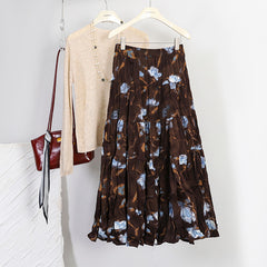 Casual Floral Umbrella Maxi Skirt - fairypeony