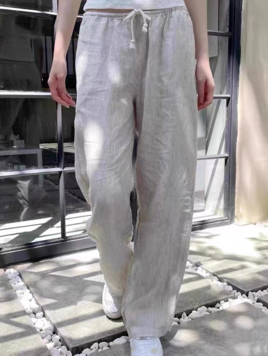 Vintage Elastic Waist Wide Leg Pants