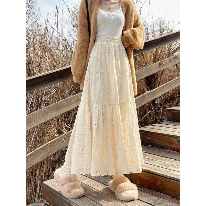 Embroidered Patchwork Spliced Maxi Skirt