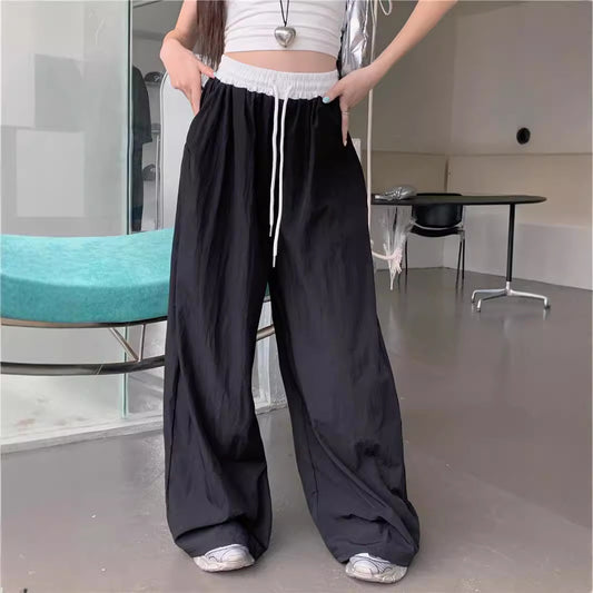 Solid Color High Waist Baggy Sweatpants