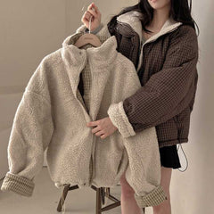 Vintage Checkered Print Reversible Coat