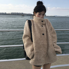 French Retro Fur Collar Warm Coat