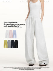 Solid-color straight-leg curved knife-style casual pants