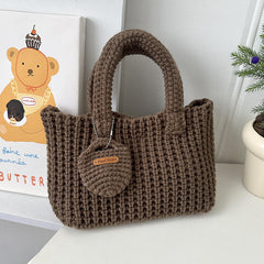 Aesthetic Crochet Solid Color Handbag