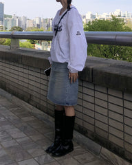 Vintage V-Neck Logo Embroidered Sweatshirt