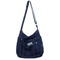 Aesthetic Denim Large Canvas Crossbody Bag - fairypeony