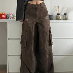 Vintage Wide Leg Loose Cargo Jeans