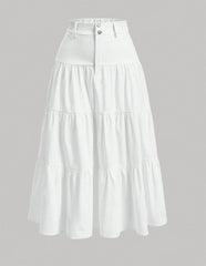 Women's Solid Color High-Low Zipper Pleated Skirt - fairypeony