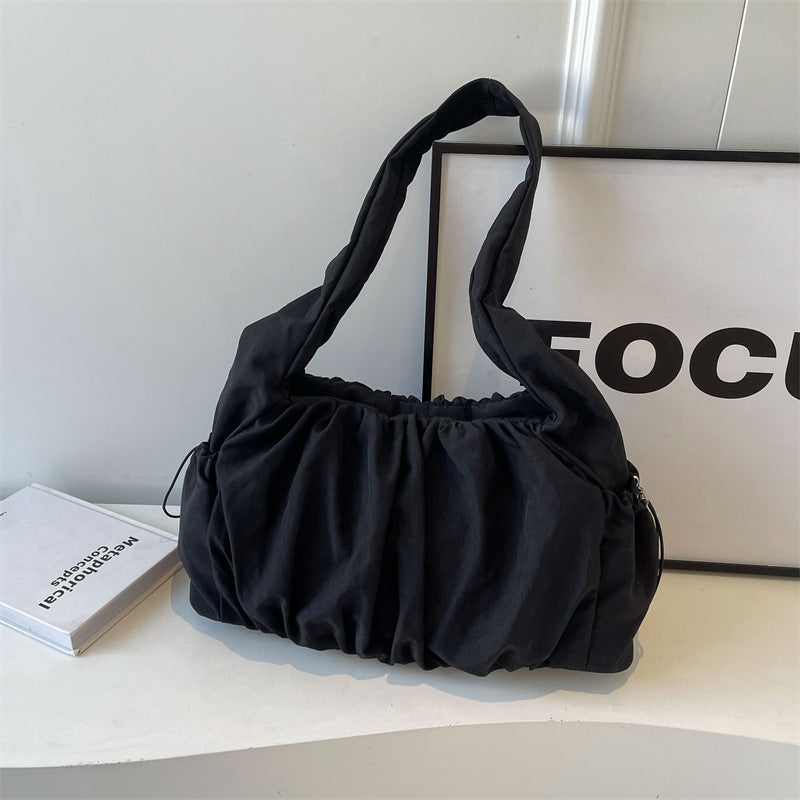 Shirring String Big Shoulder Bag