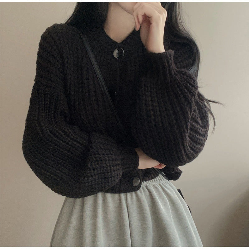 Aesthetic Round Neck Button Cardigan