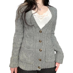 Womens Cable Knit Cardigan Sweater